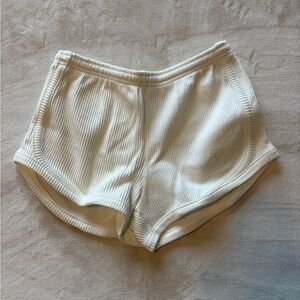 Women's Ribbed Cream Nike Lounge Shorts